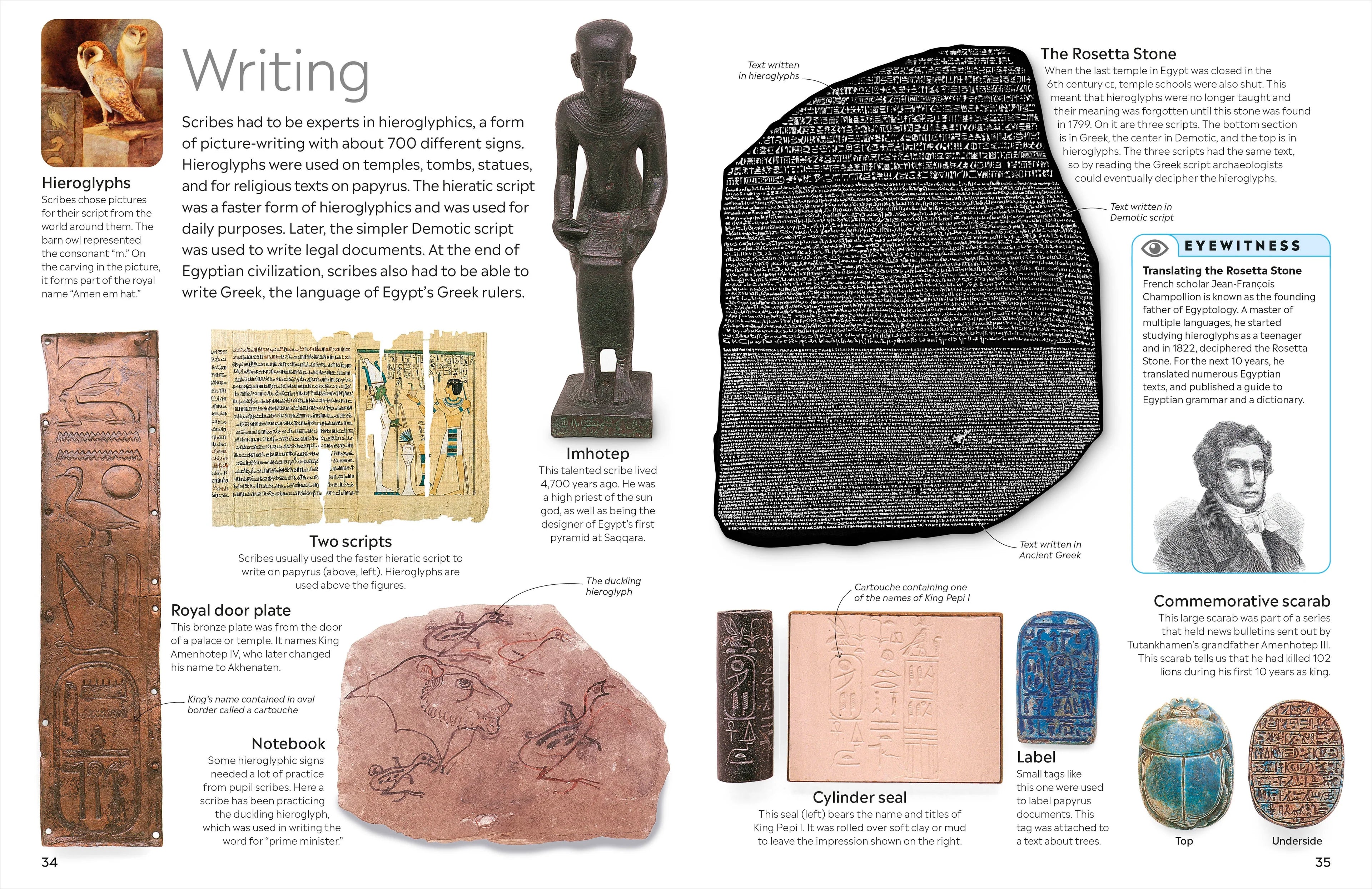 Book interior showing evolution of ancient Egyptian writing