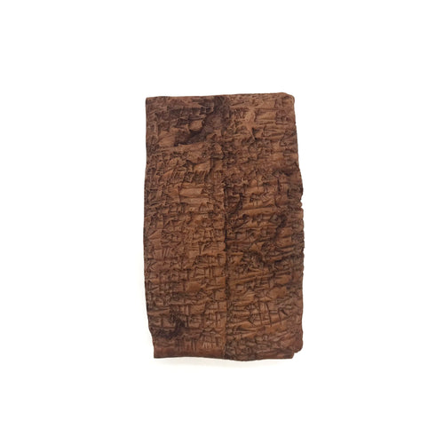 Reproduction of an ancient cuneiform tablet on a white background. Front.