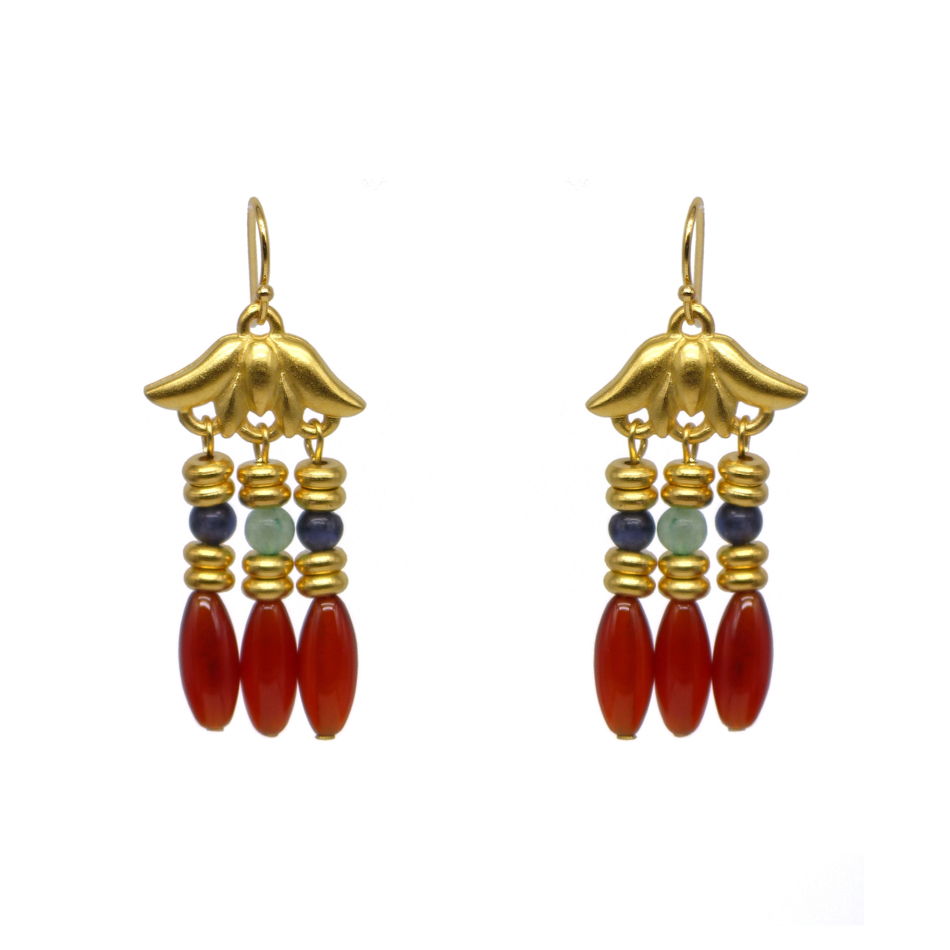 Lotus Triple Drop Earrings