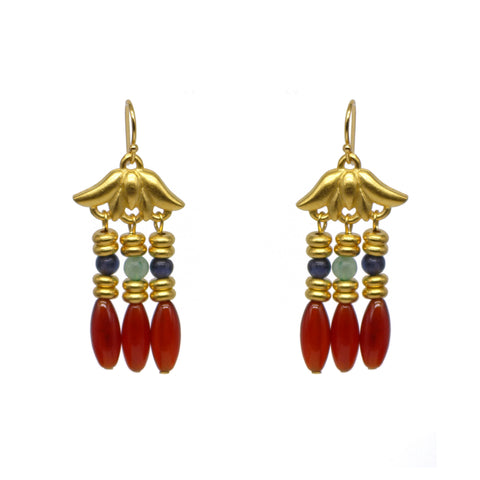 Lotus Triple Drop Earrings