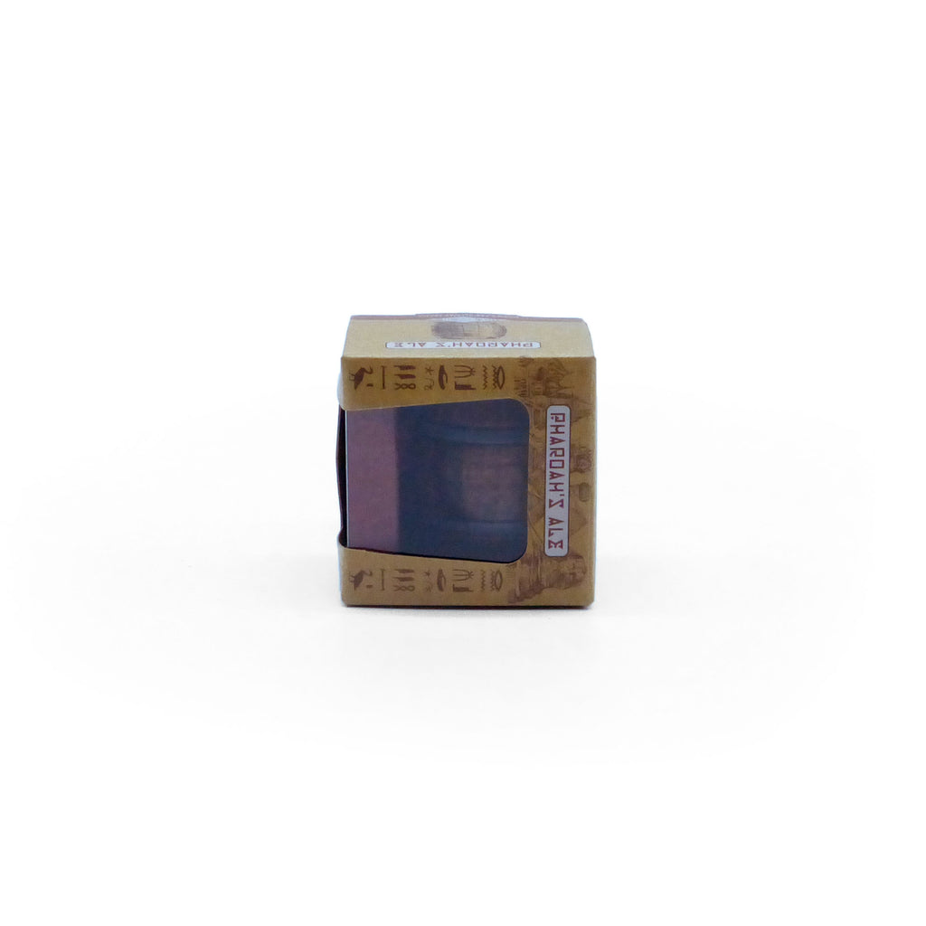 Pharaoh's Ale brain teaser puzzle in packaging. Cask shaped puzzle, made of wood.