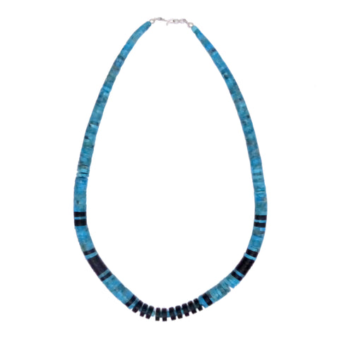 Santo Domingo Heishi Necklace Turquoise and Onyx