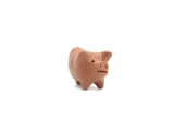 Small terracotta piggy on a white background
