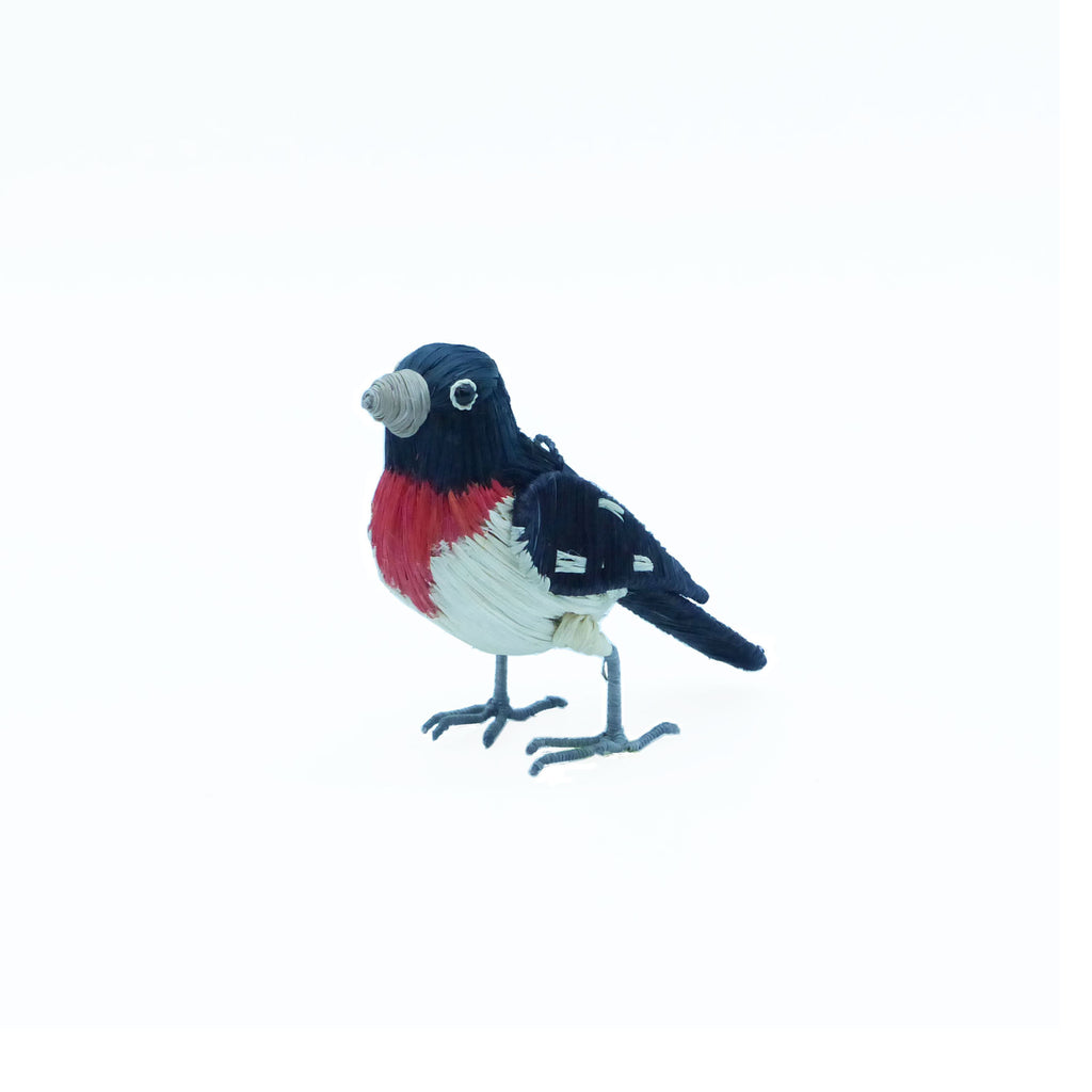 Rose-breasted Grosbeak bird ornament on a white background