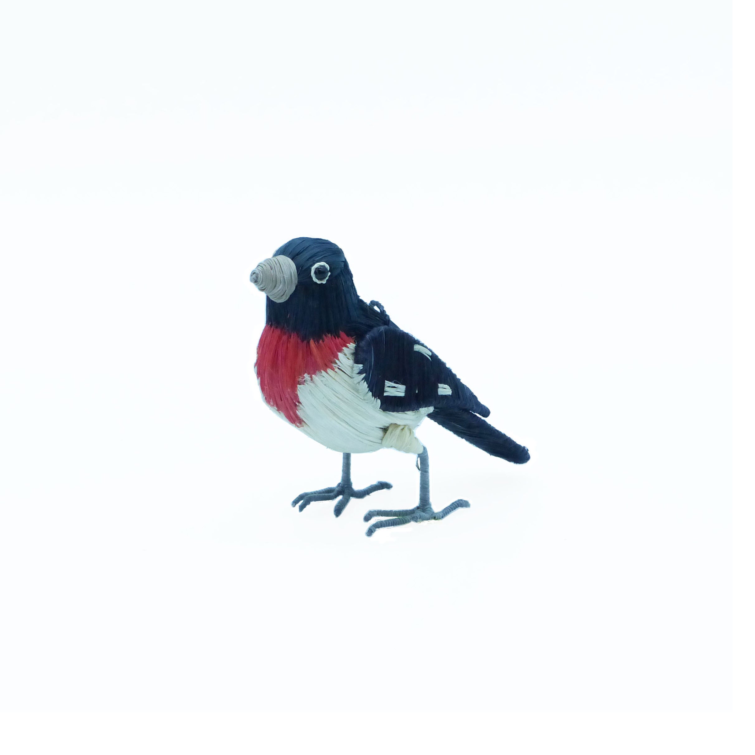 Rose-breasted Grosbeak bird ornament on a white background