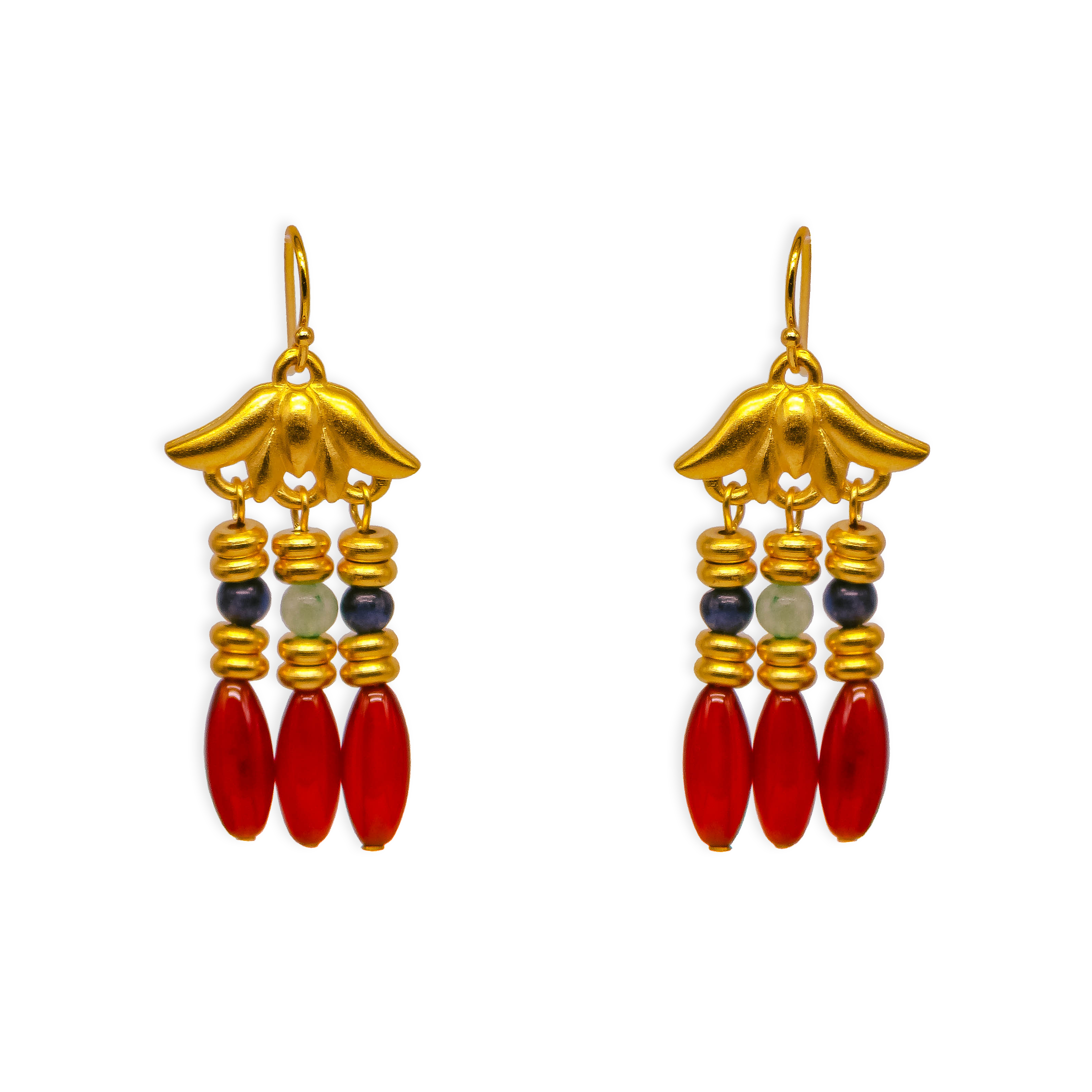 Lotus Triple Drop Earrings