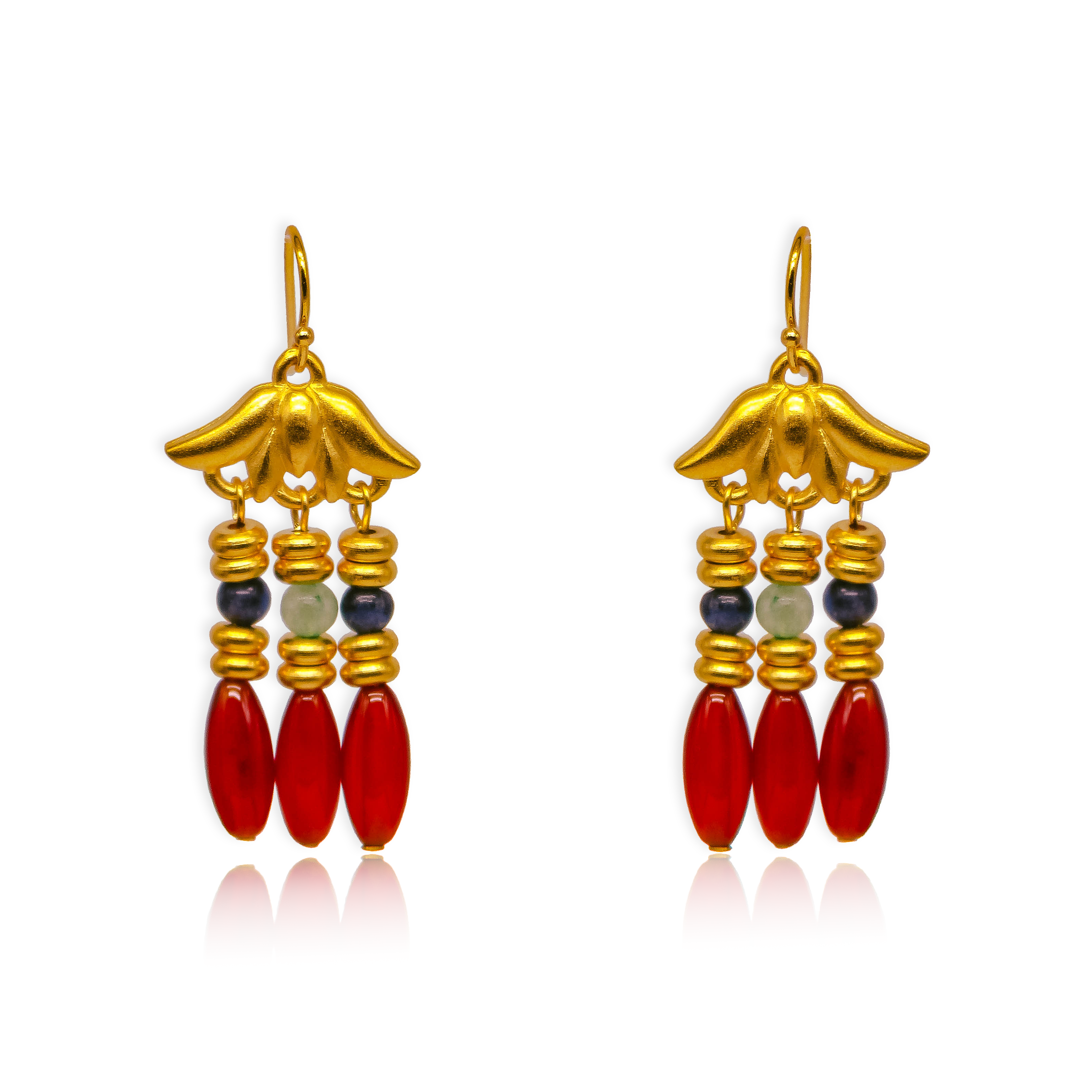 Lotus Triple Drop Earrings