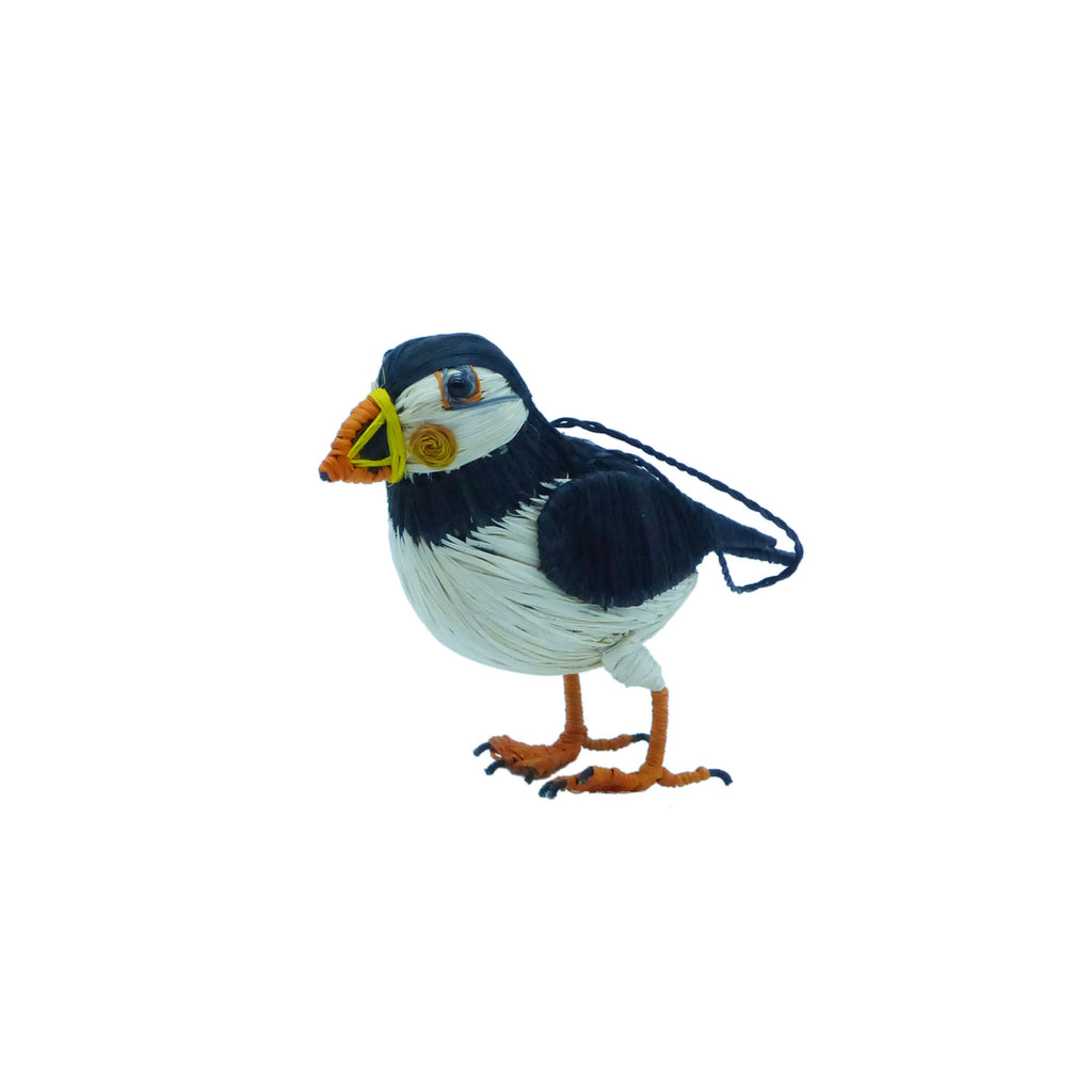 Atlantic Puffin bird ornament on a white background