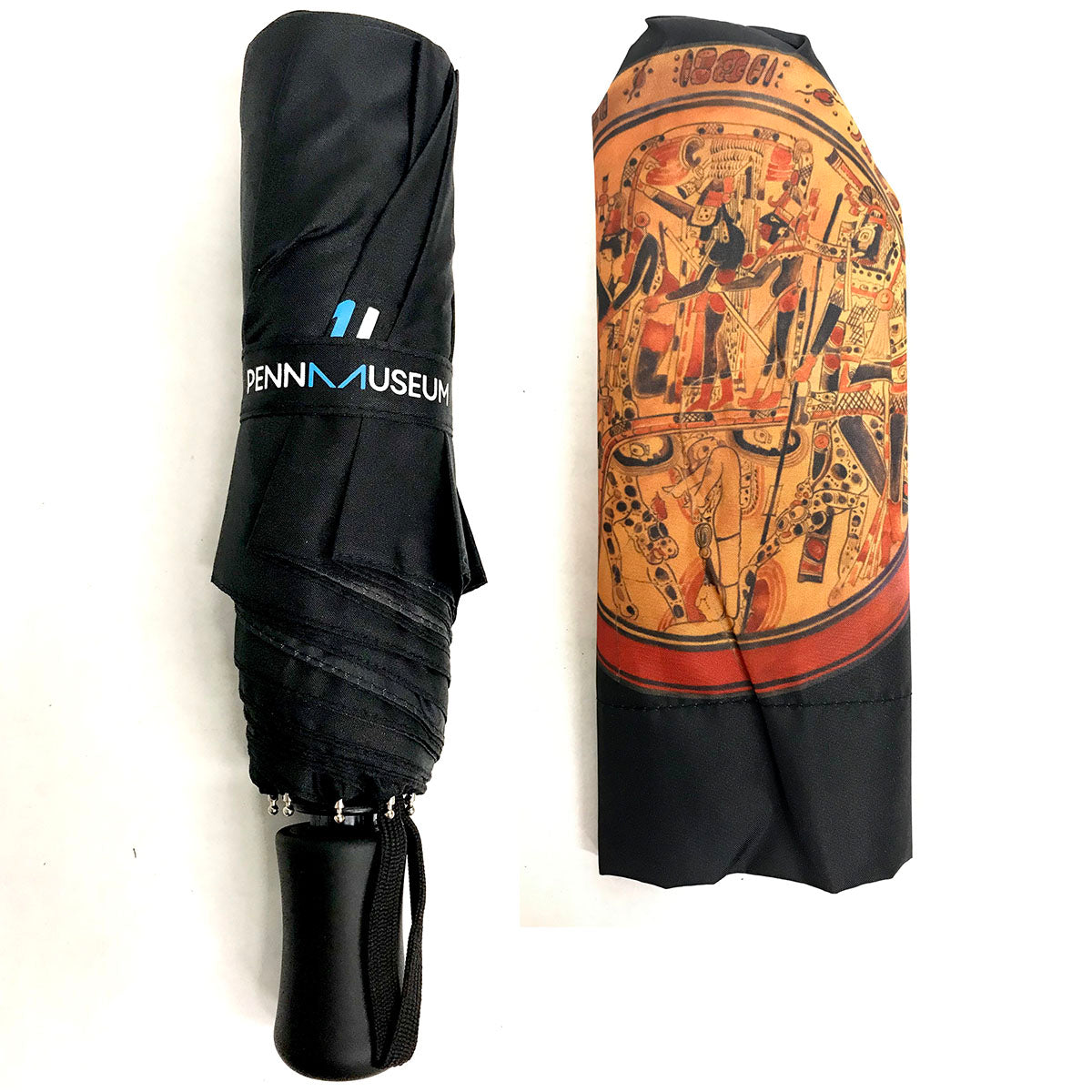 Branded Penn Museum umbrella featuring the art of Mary Louise Baker