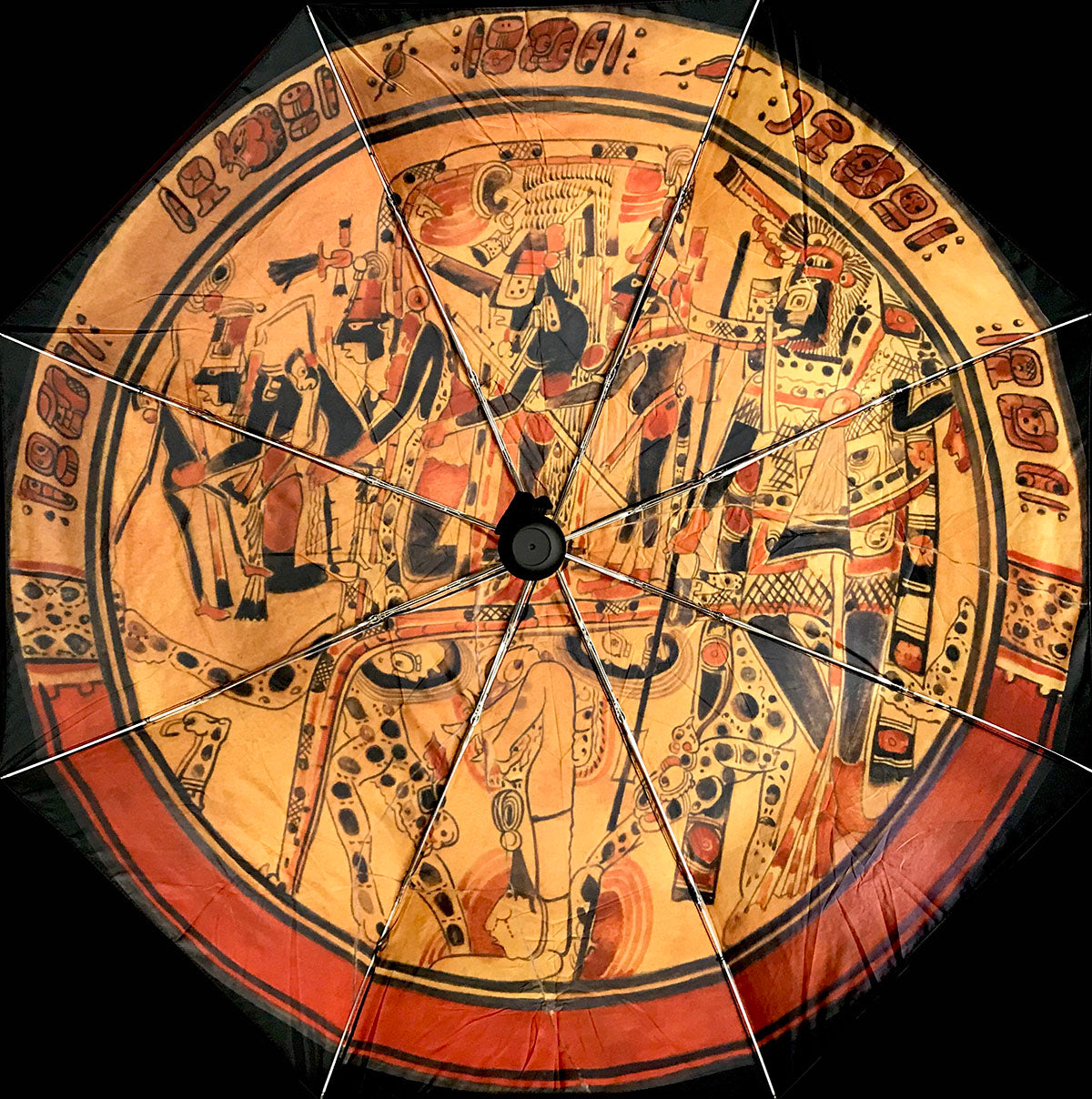 underside of branded Penn Museum umbrella featuring the art of Mary Louise Baker