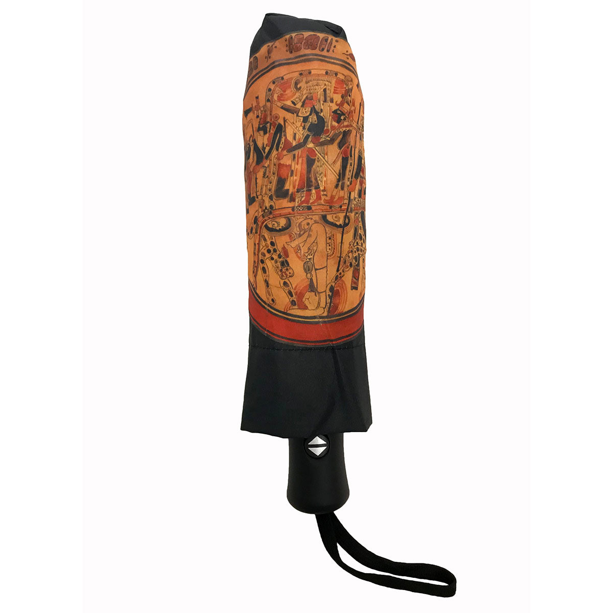 Branded Penn Museum umbrella featuring the art of Mary Louise Baker. Product folded up