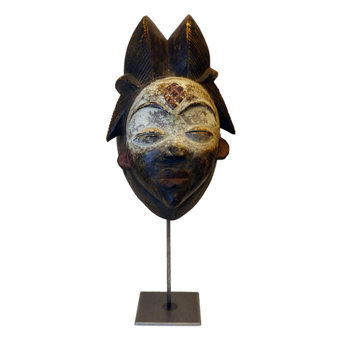 Dark and Light faced Punu Mask from Cameroon.