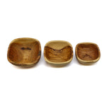 Stackable Square Olive Wood Bowls.