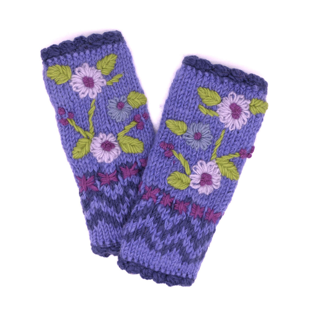Hand Knitted Wool Hand Warmers Lavender