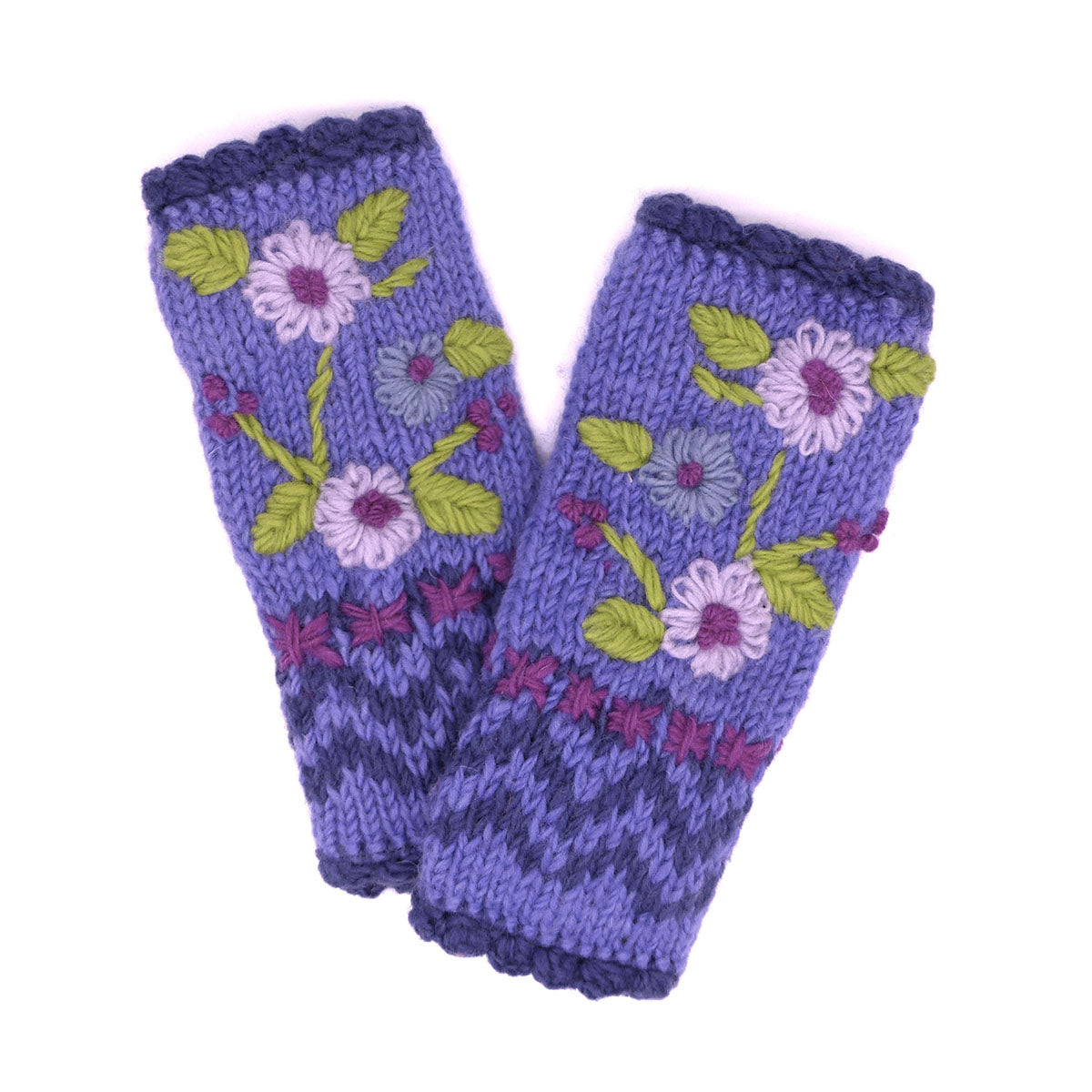 Hand Knitted Wool Hand Warmers Lavender